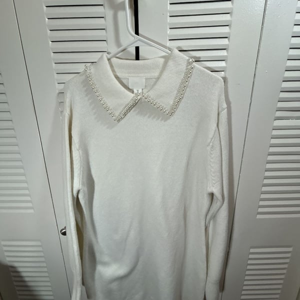 H&M Couette, Preppy Aesthetic Sweater Dress with Pearl Collar Versatile