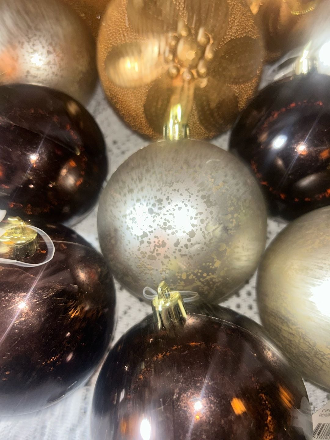 WeRChristmas 28 Variety Christmas Tree Baubles Decoration Pack with Tinsel Beads, Brown/Bronze/Gold - , 3