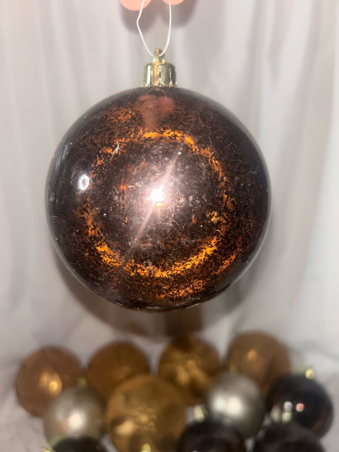 WeRChristmas 28 Variety Christmas Tree Baubles Decoration Pack with Tinsel Beads, Brown/Bronze/Gold - , 4