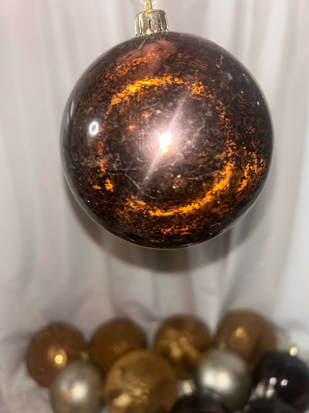 WeRChristmas 28 Variety Christmas Tree Baubles Decoration Pack with Tinsel Beads, Brown/Bronze/Gold - , 6