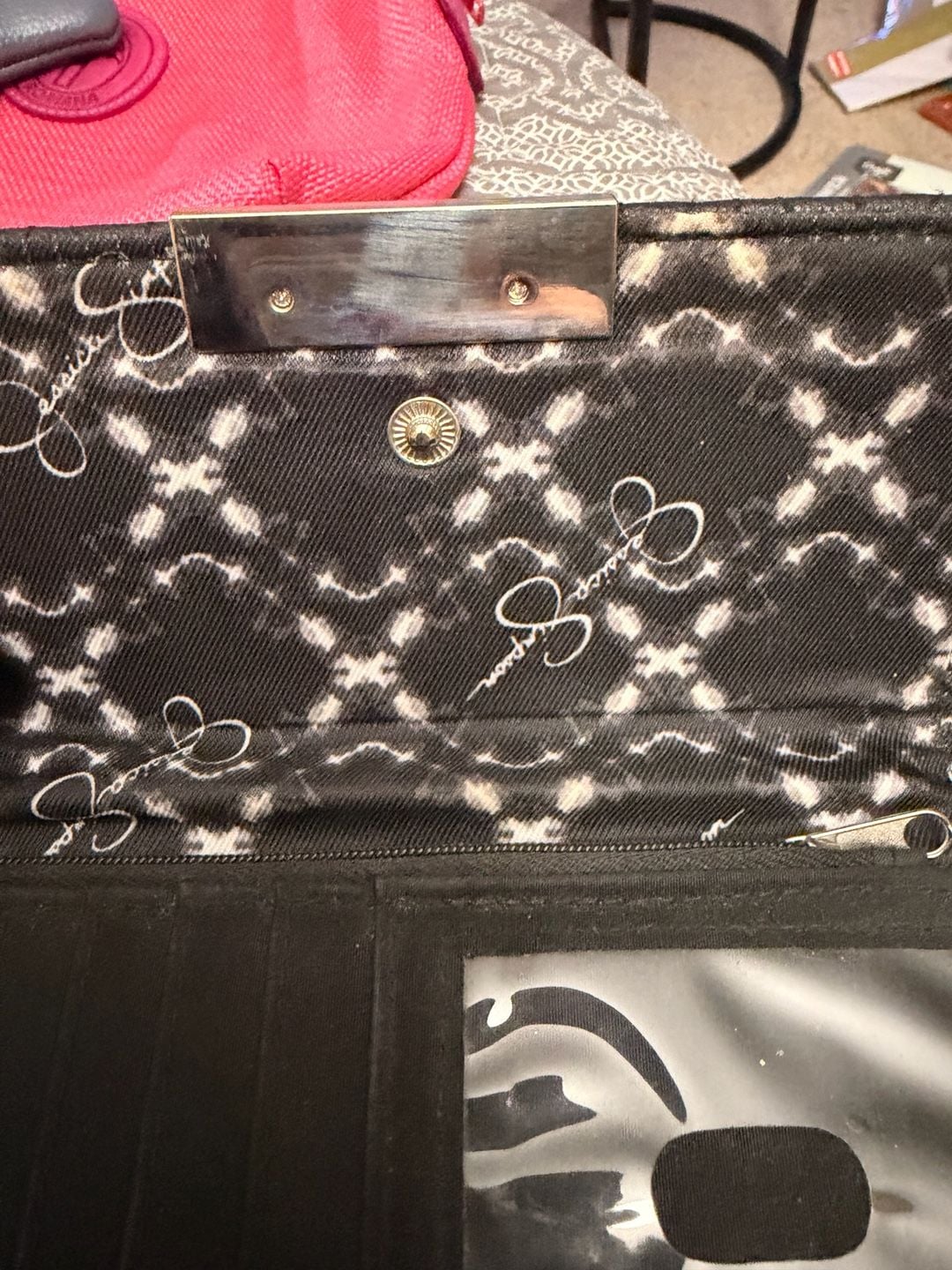 Jessica Simpson Black Quilted Faux Leather Snap Continental Long Wallet 5