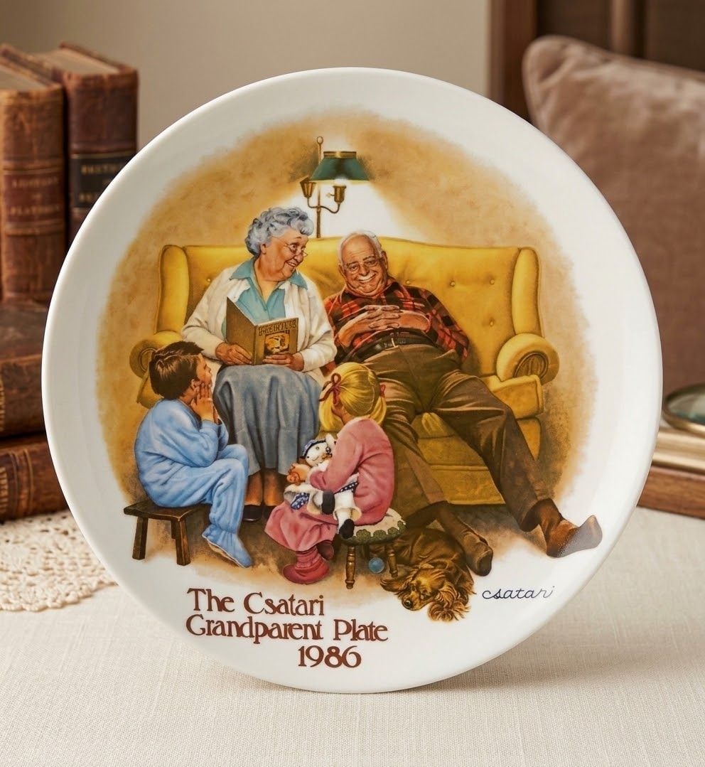 1980 Edwin M. Knowles 'The Bedtime Story' Collector Plate by Joseph Csatari 1