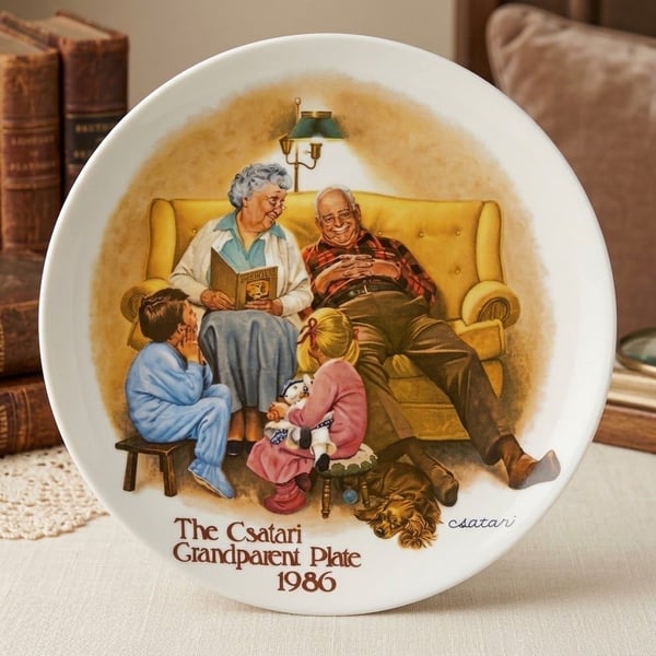 1980 Edwin M. Knowles 'The Bedtime Story' Collector Plate by Joseph Csatari