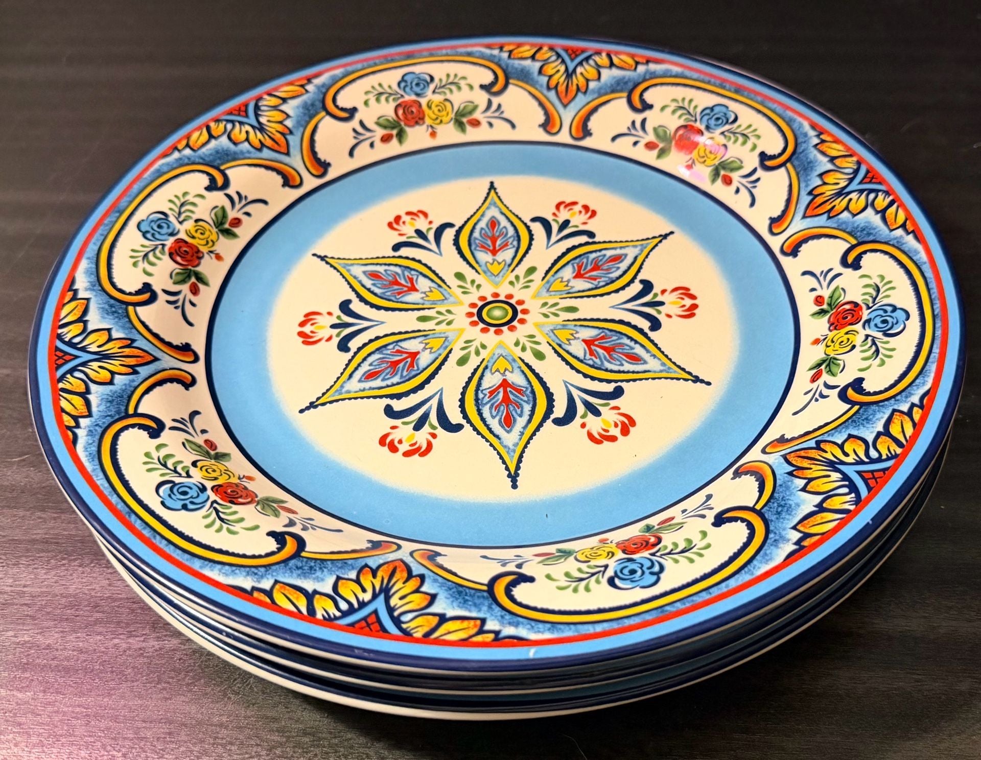 Three(3)- 11" Euro Ceramica "zanzibar" Dinner Plates 1
