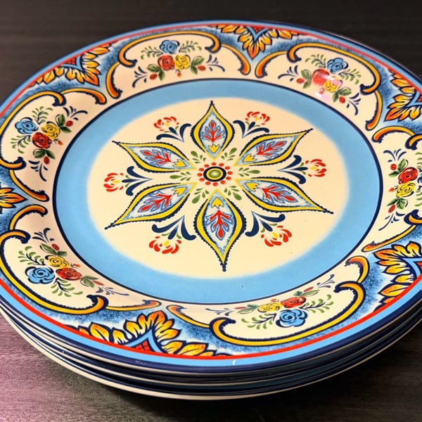 Three(3)- 11" Euro Ceramica "zanzibar" Dinner Plates