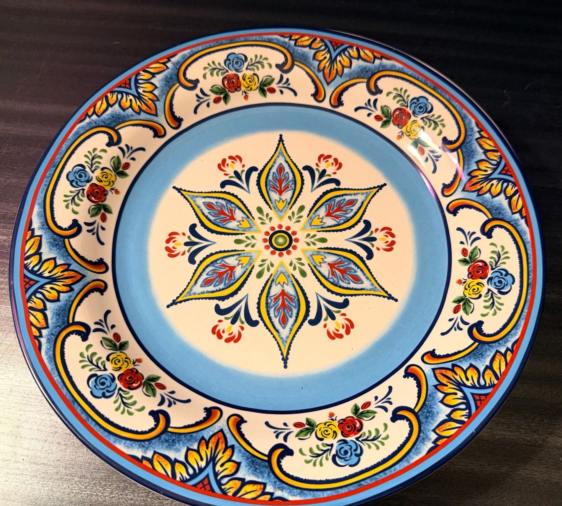 Three(3)- 11" Euro Ceramica "zanzibar" Dinner Plates 3