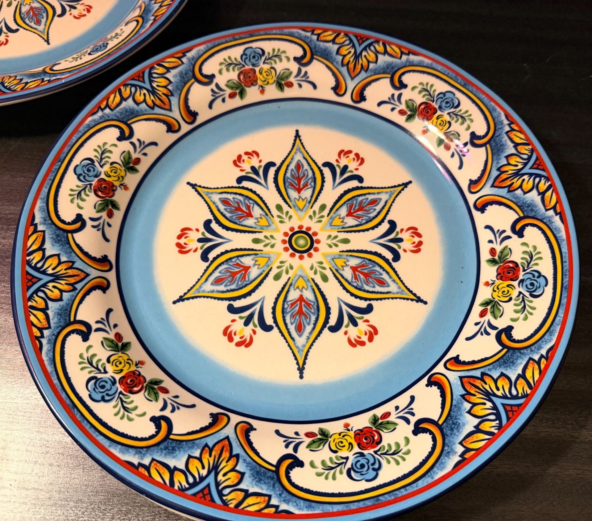 Three(3)- 11" Euro Ceramica "zanzibar" Dinner Plates 4
