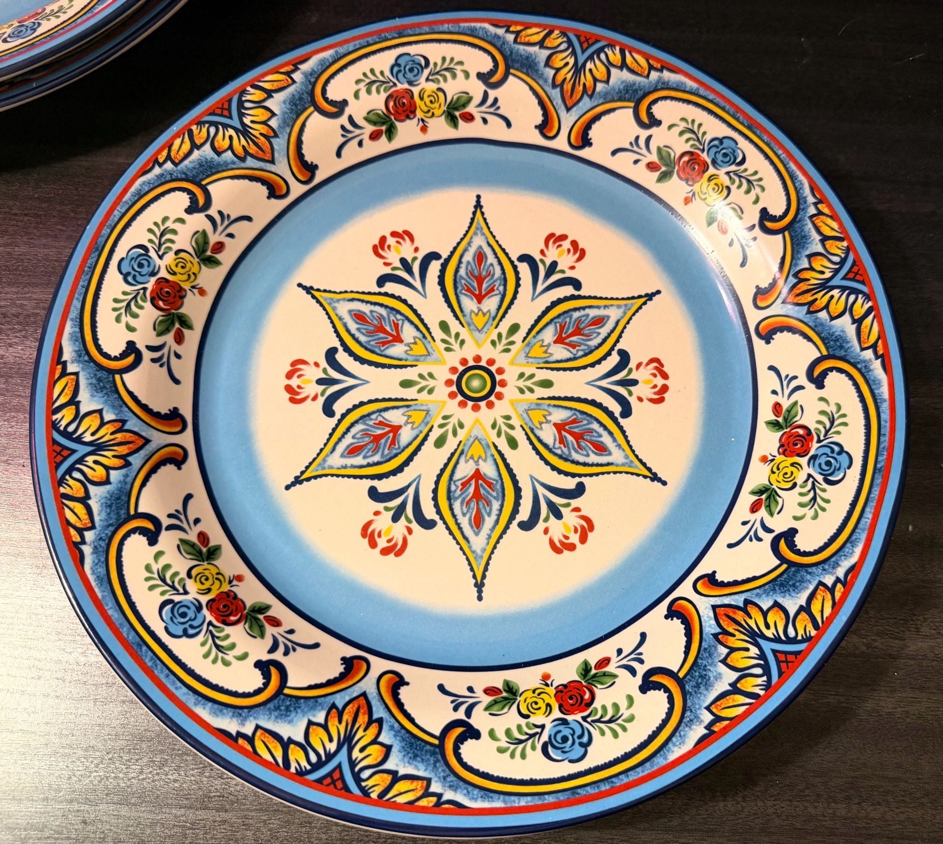 Three(3)- 11" Euro Ceramica "zanzibar" Dinner Plates 5