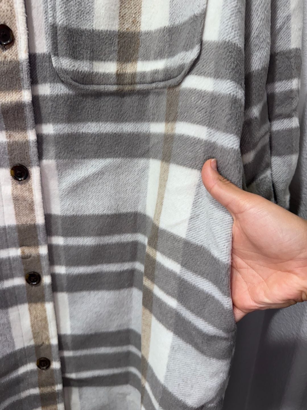 Banana Republic Plaid Shacket Size S Gray 6