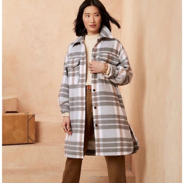 Banana Republic Plaid Shacket Size S Gray