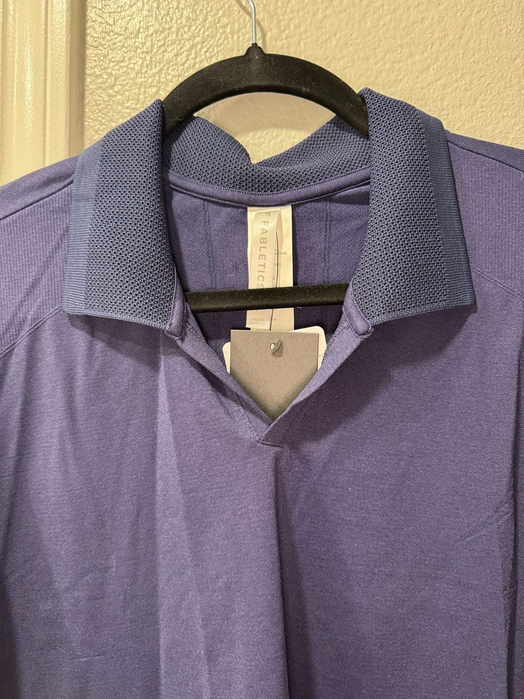 Fabletics Seamless Crop Polo Shirt Size M Blue 3