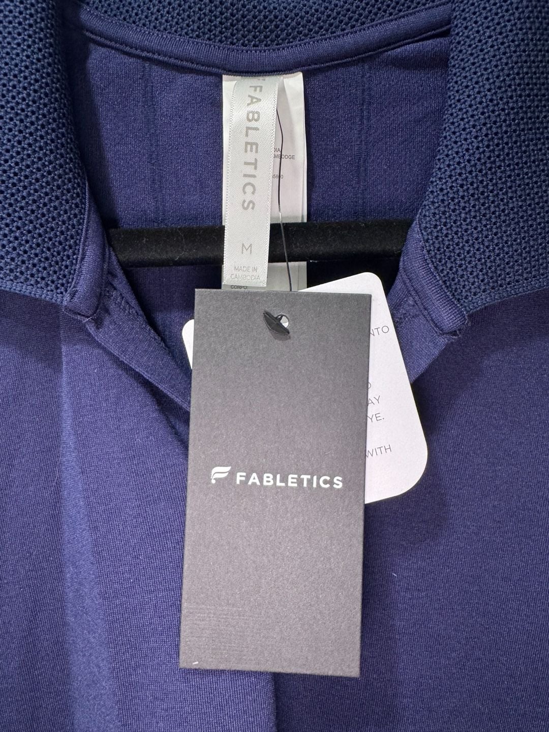 Fabletics Seamless Crop Polo Shirt Size M Blue 4