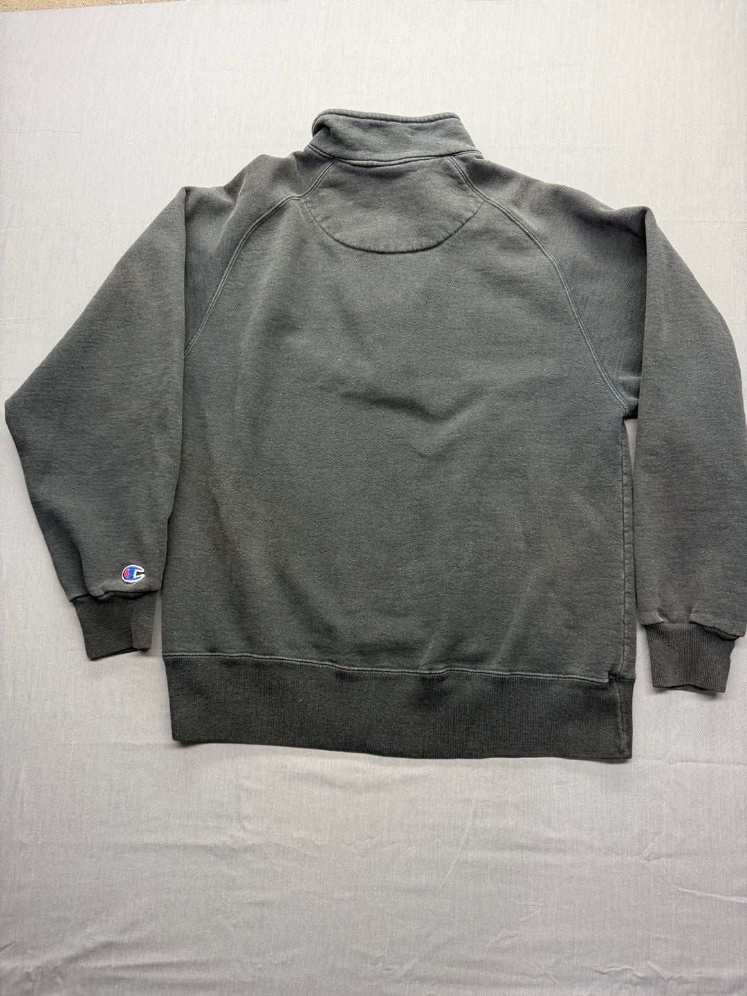 Champion Quarter Zip Sweatshirt Size M Grey Red Script Logo 6