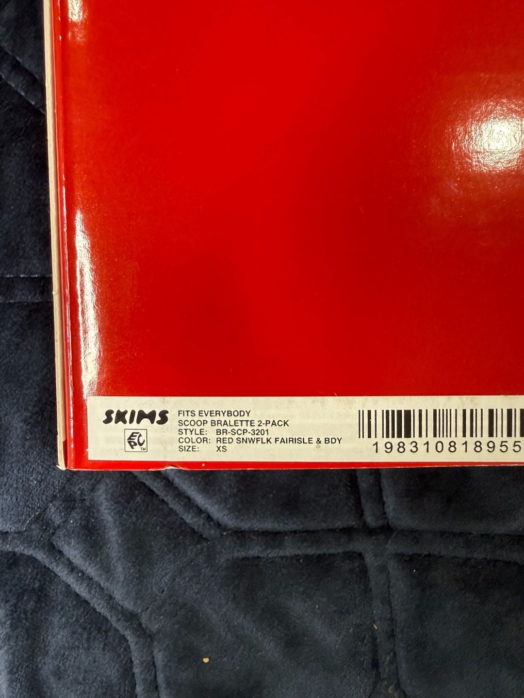 SKIMS Fits Everybody Scoop Bralette 2-Pack Size XS Red Fair Isle 2