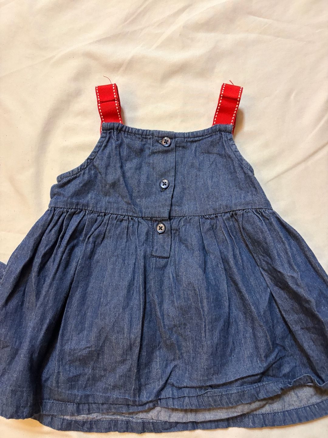 Kids Headquarters Denim Rainbow Dress Size 24M Embroidered Flowers 6