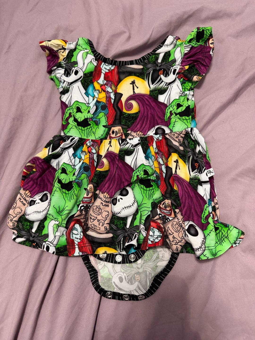 Bamboo Necessities Flutter Sleeve Bow Back Bodysuit Twirl Dress Size 6-12m 3