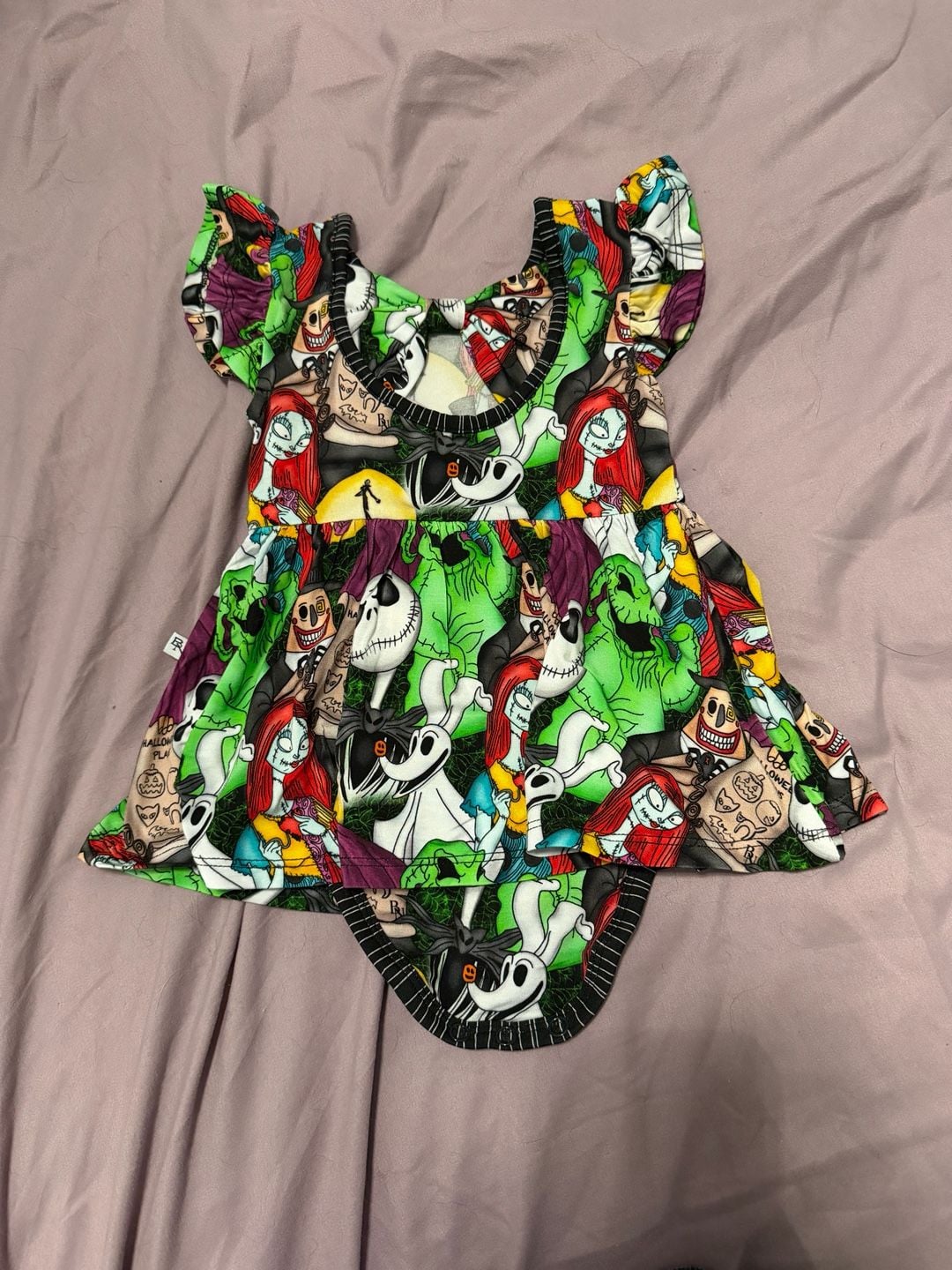 Bamboo Necessities Flutter Sleeve Bow Back Bodysuit Twirl Dress Size 6-12m 4