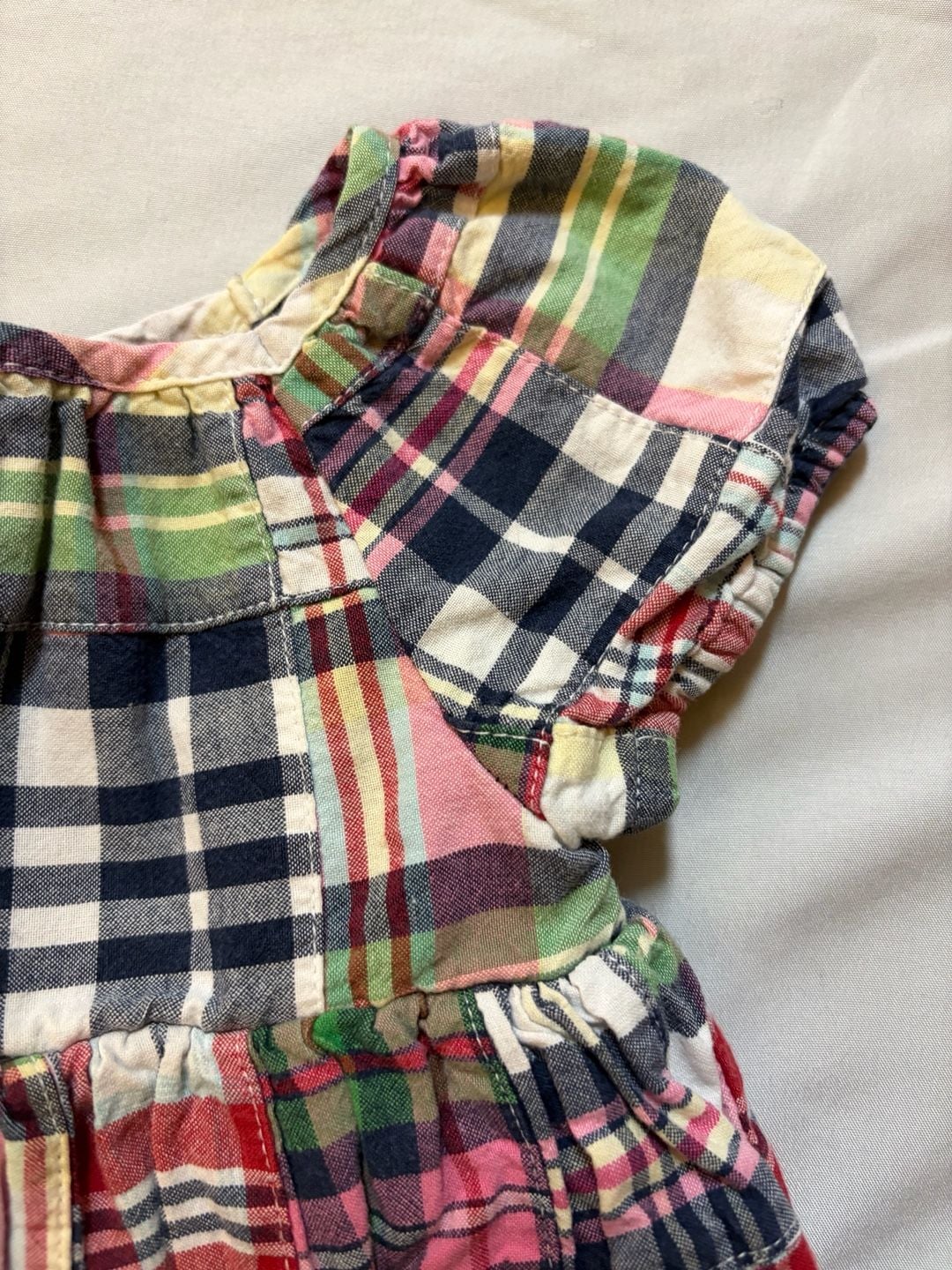 Baby Gap Patchwork Madras Dress Size 12-18 Months Plaid 4