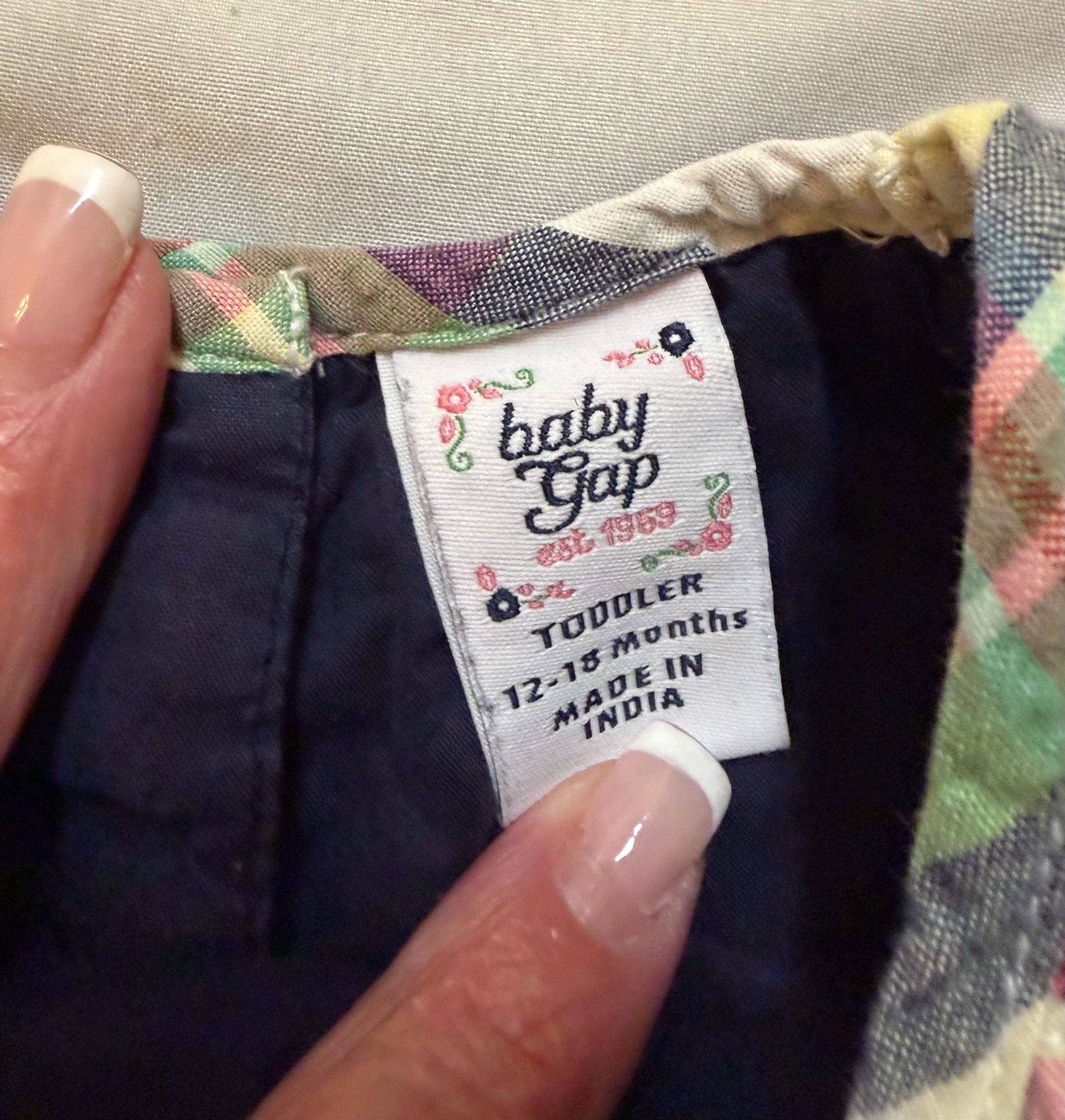 Baby Gap Patchwork Madras Dress Size 12-18 Months Plaid 5