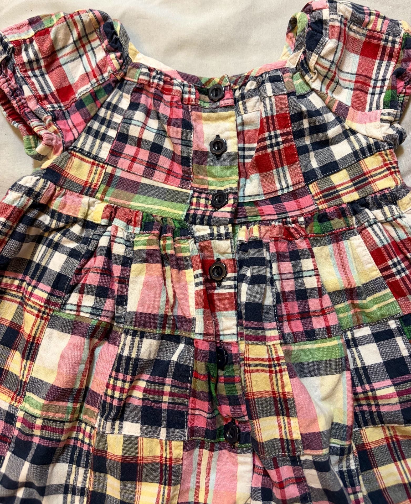 Baby Gap Patchwork Madras Dress Size 12-18 Months Plaid 6