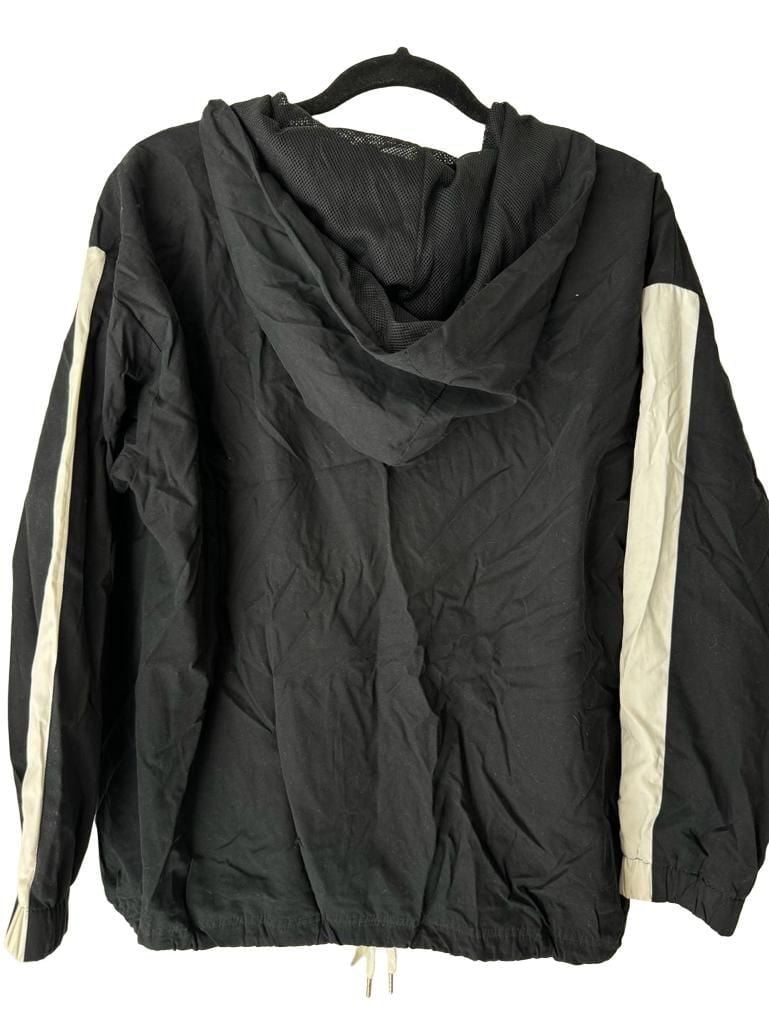 Forever 21 Windbreaker Jacket Size L Black White Stripe 3