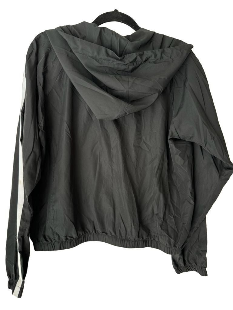 Forever 21 Windbreaker Jacket Size L Black White Stripe 5