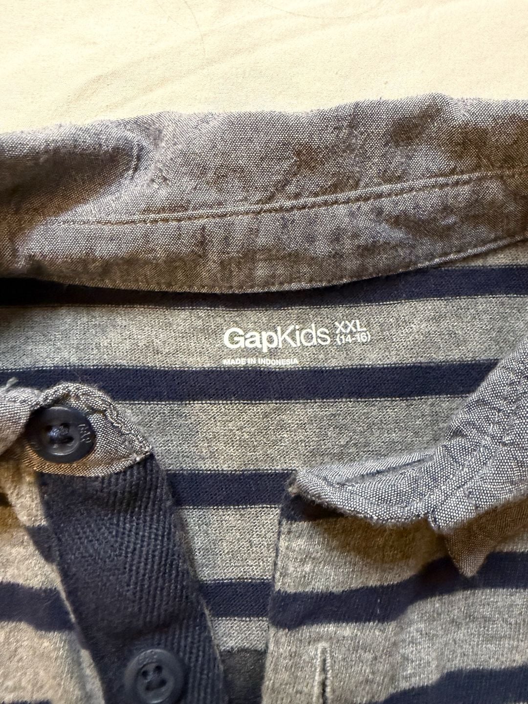 Gap Kids Striped Long Sleeve Rugby Polo Shirt XXL 14-16 Patch 3