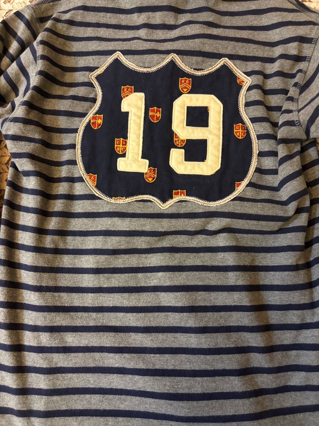 Gap Kids Striped Long Sleeve Rugby Polo Shirt XXL 14-16 Patch 6