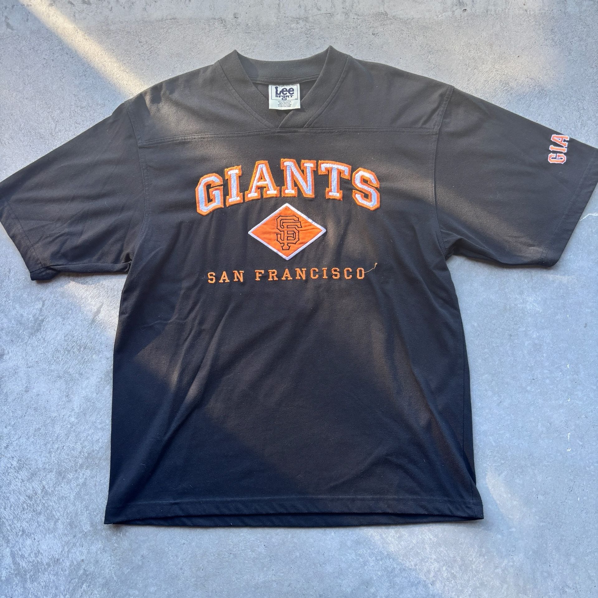 1990’s Vintage San Francisco Giants Lee Sport T-Shirt Black MLB Size M 2
