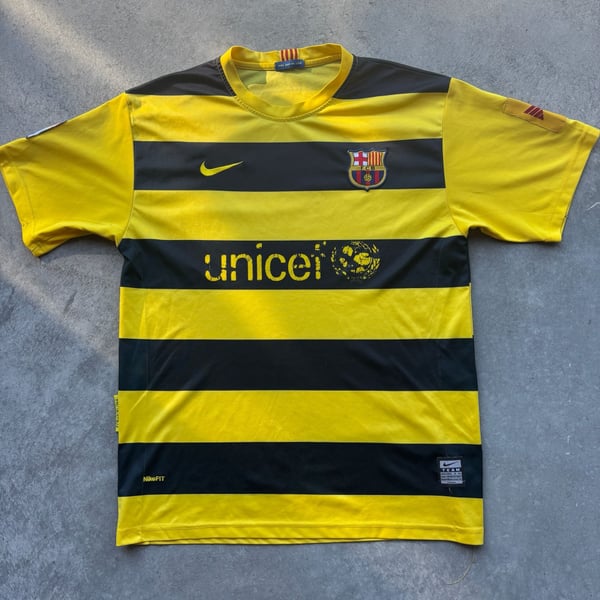 2007/08 RARE FC Barcelona Away Soccer Kit Jersey Striped Nike Size L