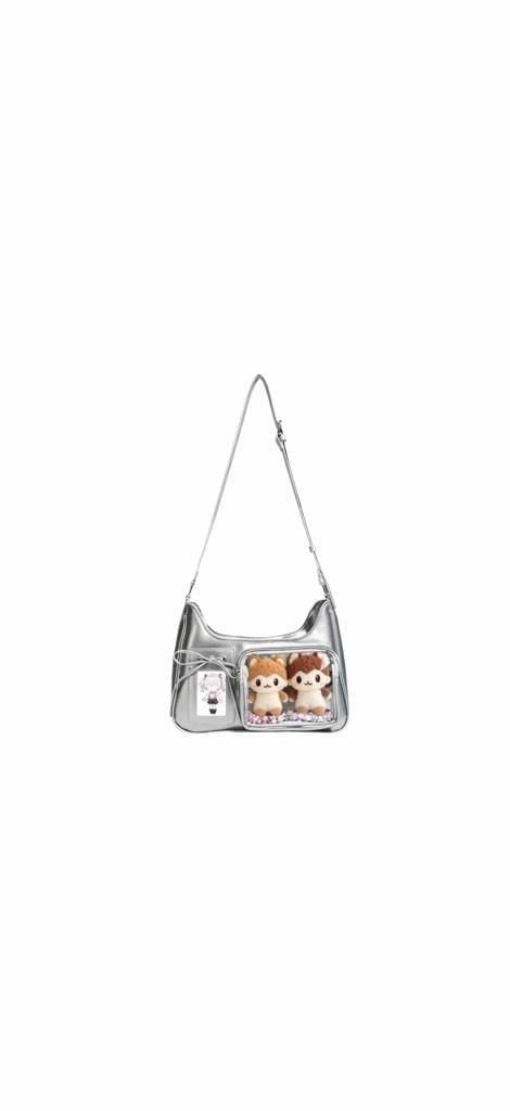KJEYOB Ita Bag with Clear Display Pockets Silver 2