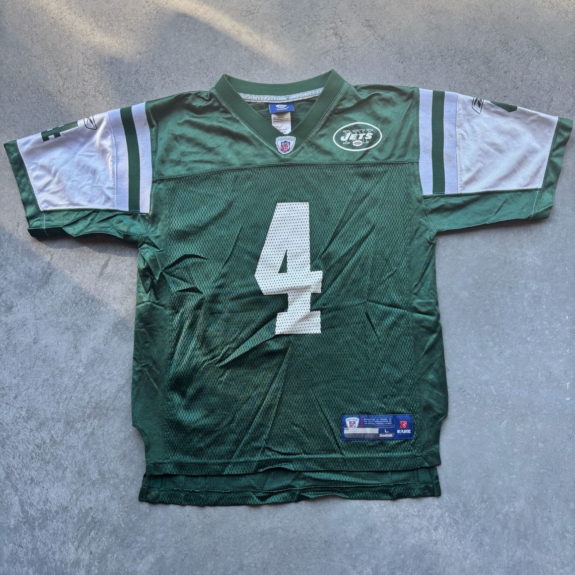 2000’s Vintage Brett Favre New York Jets #4 NFL Jersey Reebok Size YL 3