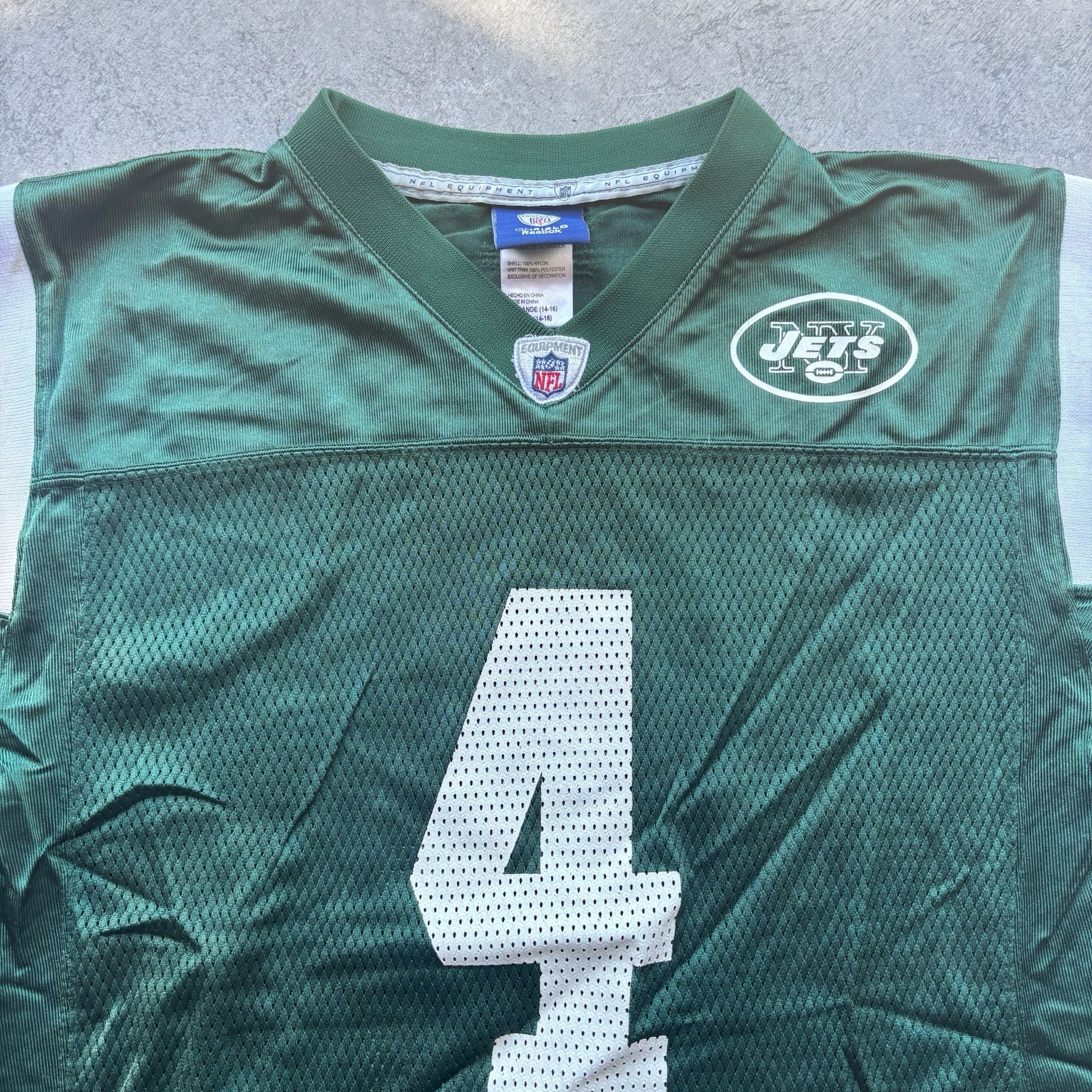 2000’s Vintage Brett Favre New York Jets #4 NFL Jersey Reebok Size YL 4