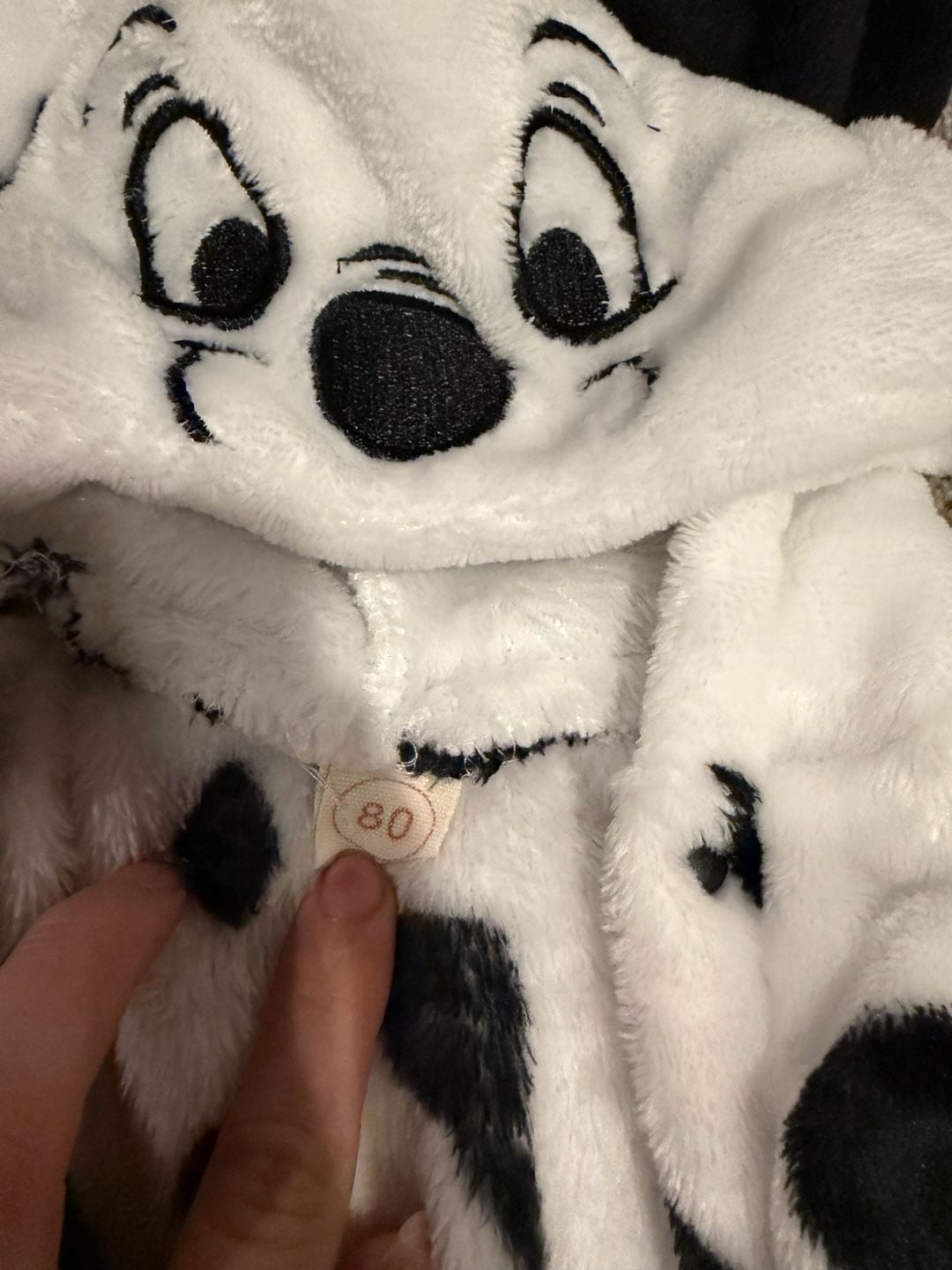 Disney 101 Dalmatians Hooded Jumpsuit Size 12-18 mos Black and White Fleece Romper 3