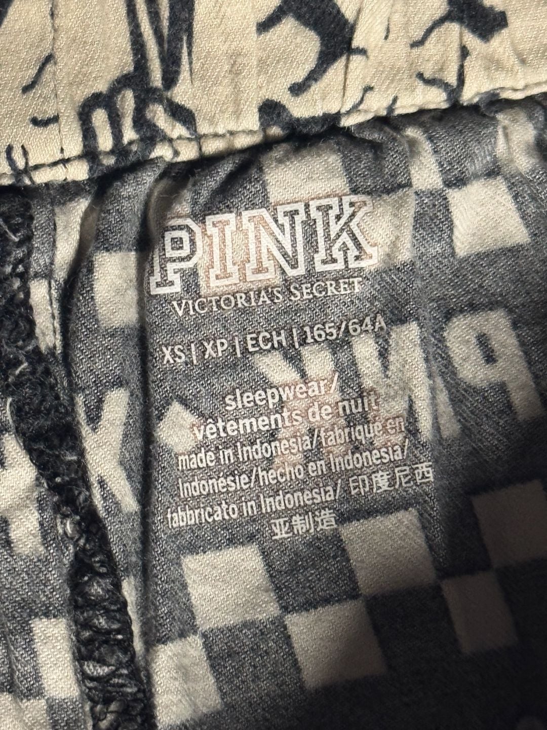 Victoria's Secret PINK Sleepwear Set Pajamas Womens S Black White Graphic Print 3