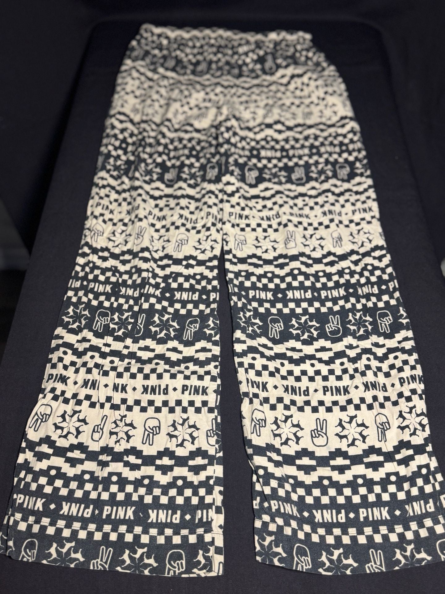 Victoria's Secret PINK Sleepwear Set Pajamas Womens S Black White Graphic Print 4