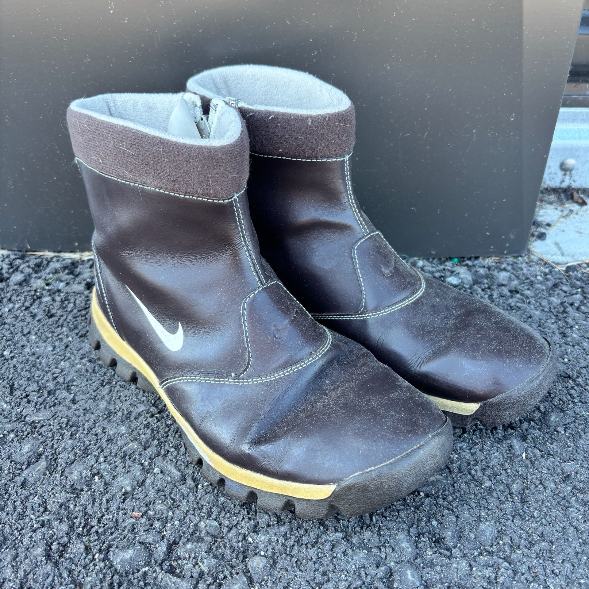 2006 Vintage Y2K Nike Yucan Zip WS Leather Boots Brown Size 7Y 4