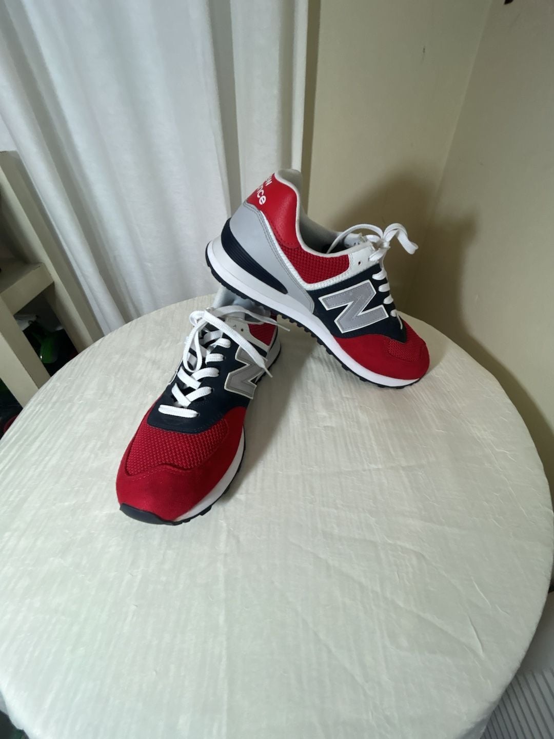 New Balance Men's ML574SRF Classic Running Shoe Red Silver Size 9 Navy / S1 7