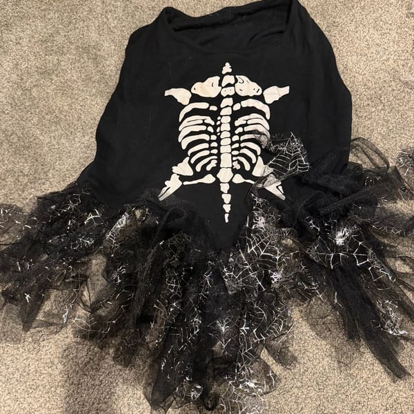 Tops Pet Products Skeleton Tutu Dress Size X-Large Black Halloween Costume