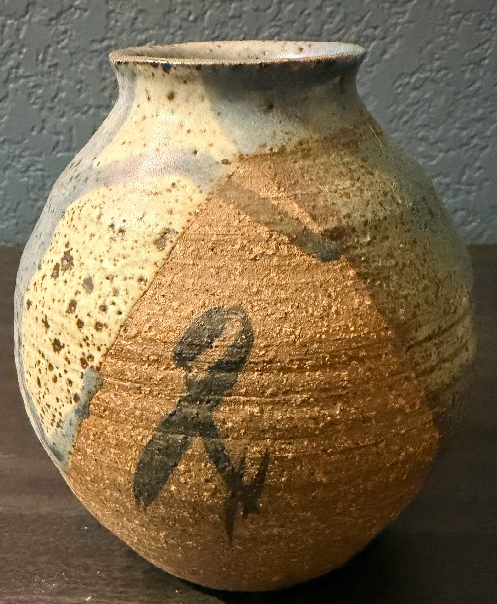 Vintage Handcrafted Studio Pottery Vase Earthy Glaze Signed 1
