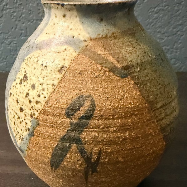 Vintage Handcrafted Studio Pottery Vase Earthy Glaze Signed