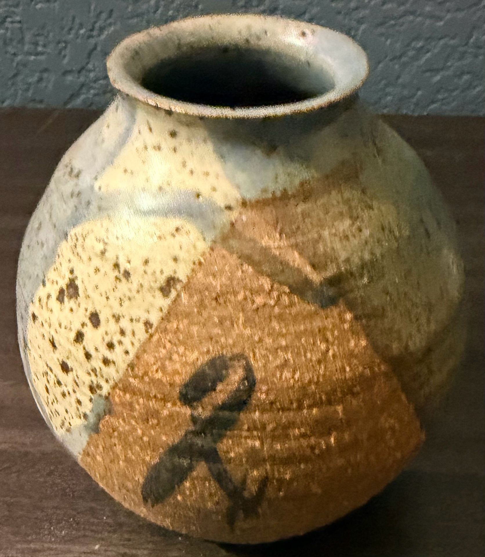 Vintage Handcrafted Studio Pottery Vase Earthy Glaze Signed 3