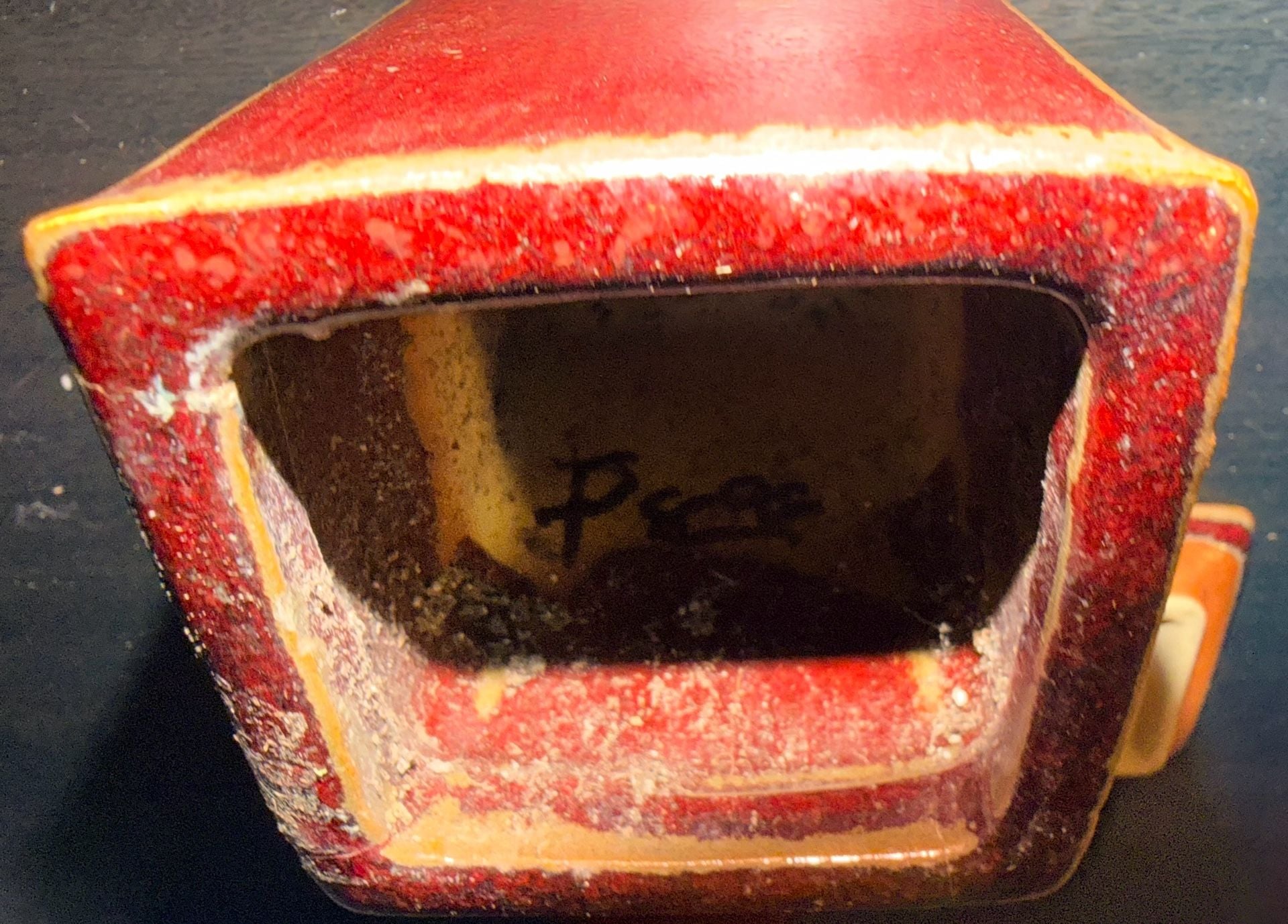 Page Studio Art Pottery Square Planter Pots With Trays Red Drip Glaze Set of 2 5