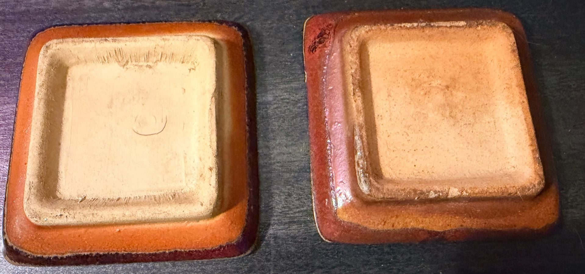 Page Studio Art Pottery Square Planter Pots With Trays Red Drip Glaze Set of 2 9
