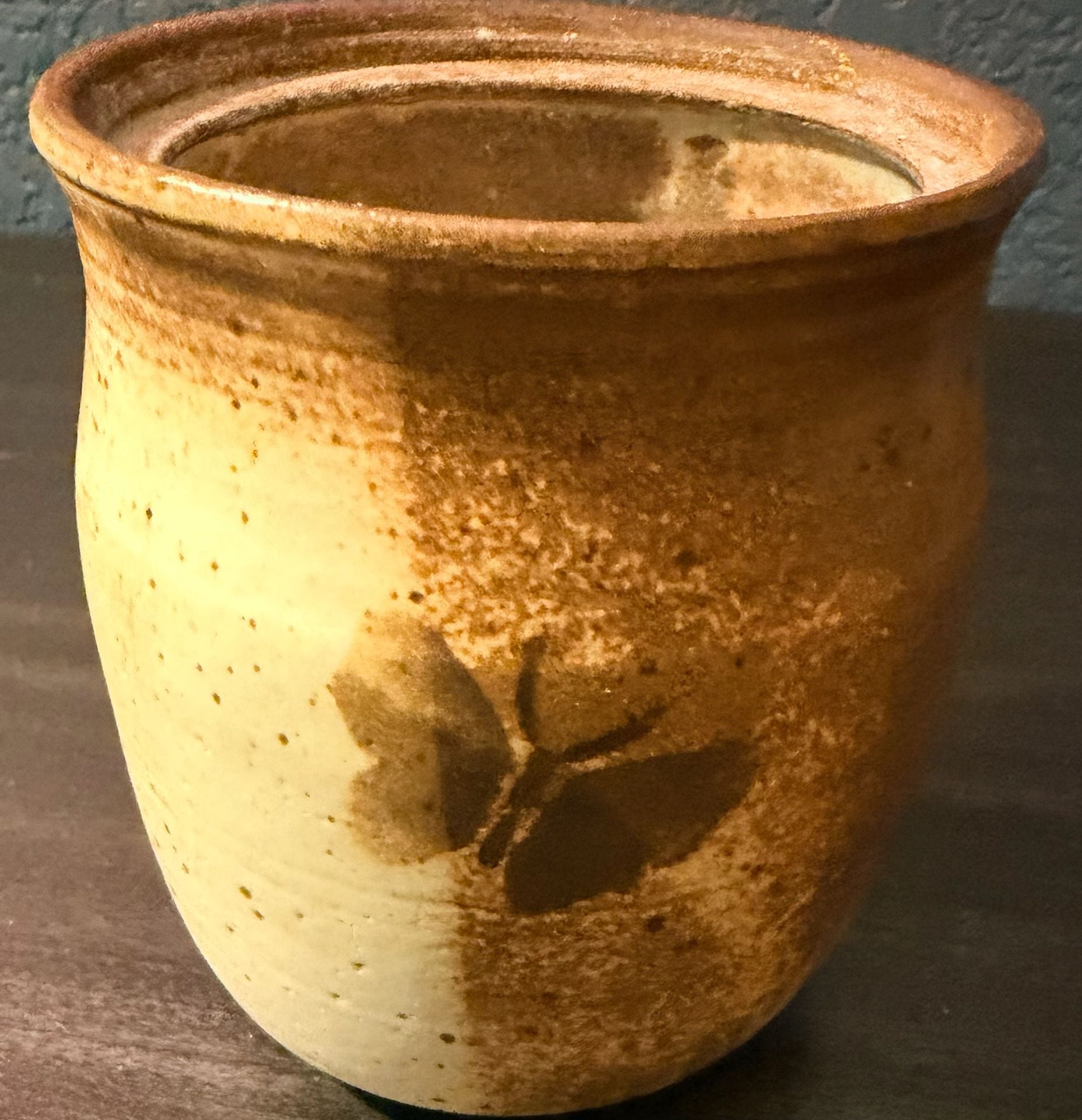 Chris Davis Studio Pottery Stoneware Vase Dragonfly Butterfly Brown 2