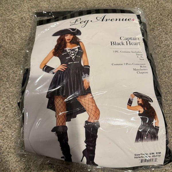 Leg Avenue Captain Black Heart Costume Size S/M