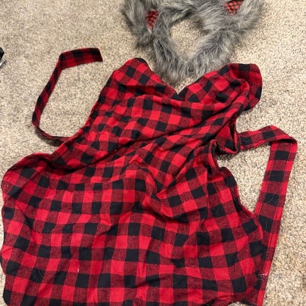 Werewolf Dog Costume Red Plaid Size XXL