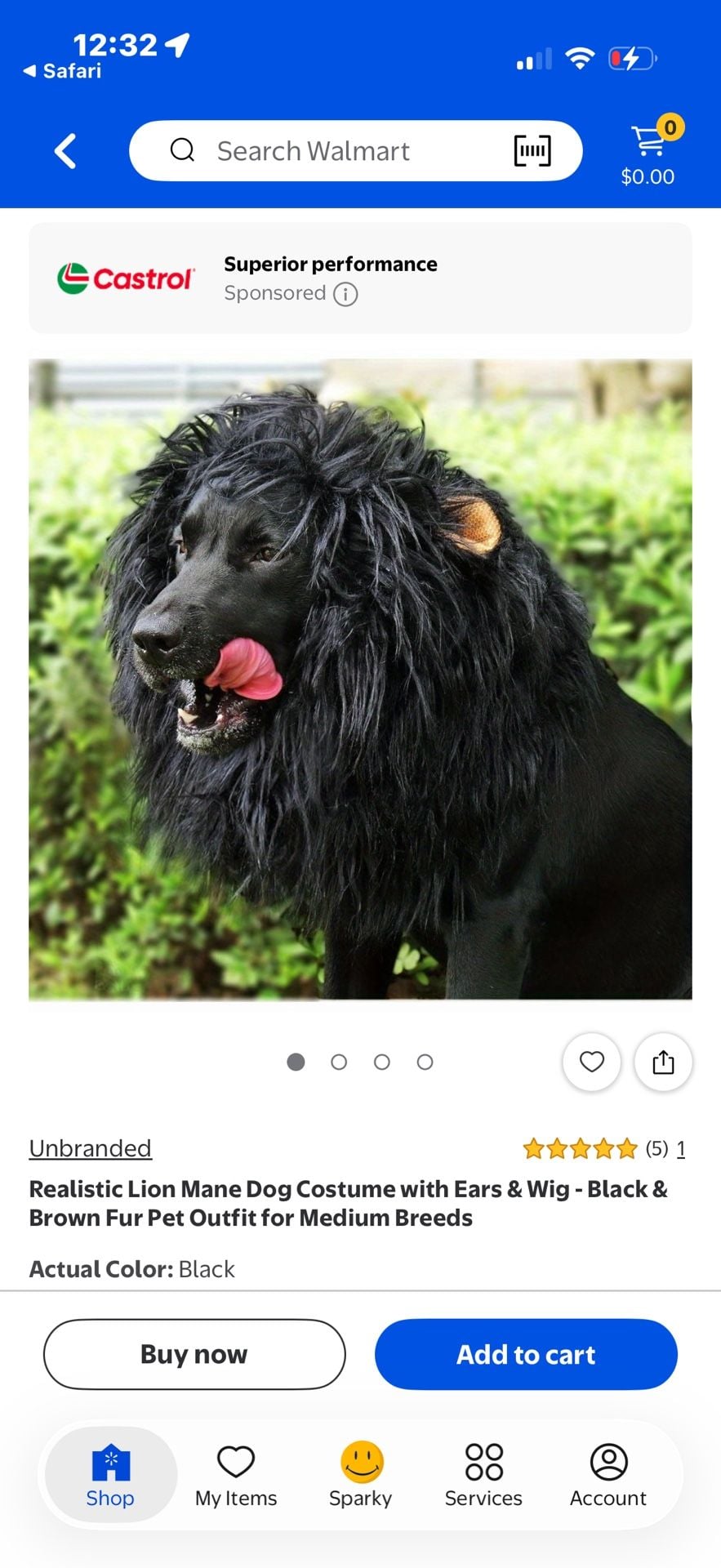 Unbranded Lion Mane Dog Costume Size M Black 1