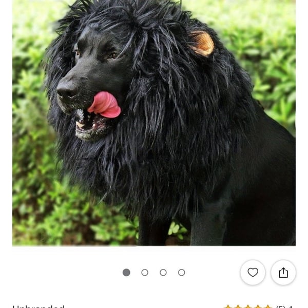 Unbranded Lion Mane Dog Costume Size M Black