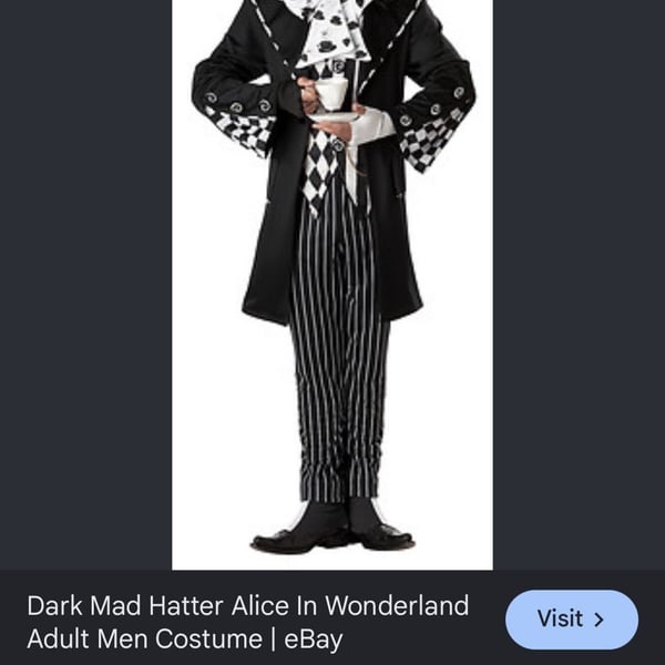 California Costumes Dark Mad Hatter Size Large